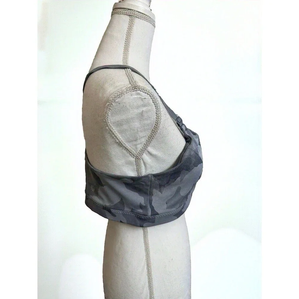 Athleta Sports Bra Women's XL Gray Camo All In Athletic Gym Workout Yoga w/ Pads